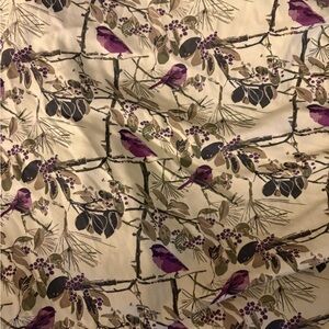 Kate Quinn Cream and Purple chickadee crib sheet